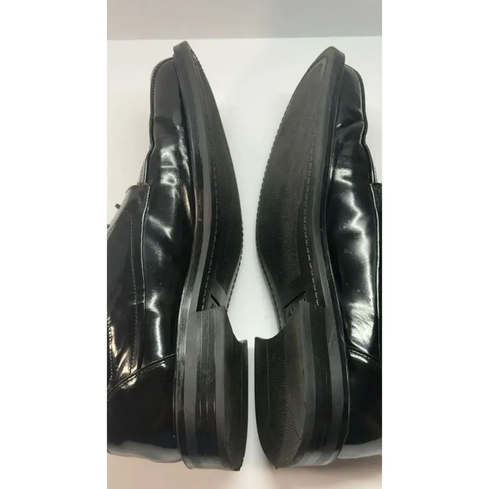 Men’s Alfani Black Leather Dress Shoes Made In Italy Square Toe Lace Up Size 13